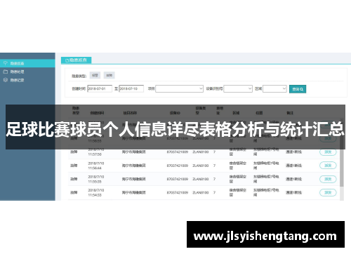 足球比赛球员个人信息详尽表格分析与统计汇总